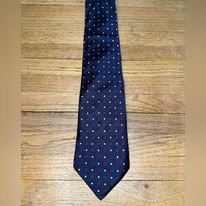 Tommy Hilfiger Dark Navy Blue Tie with Red and White Accents
